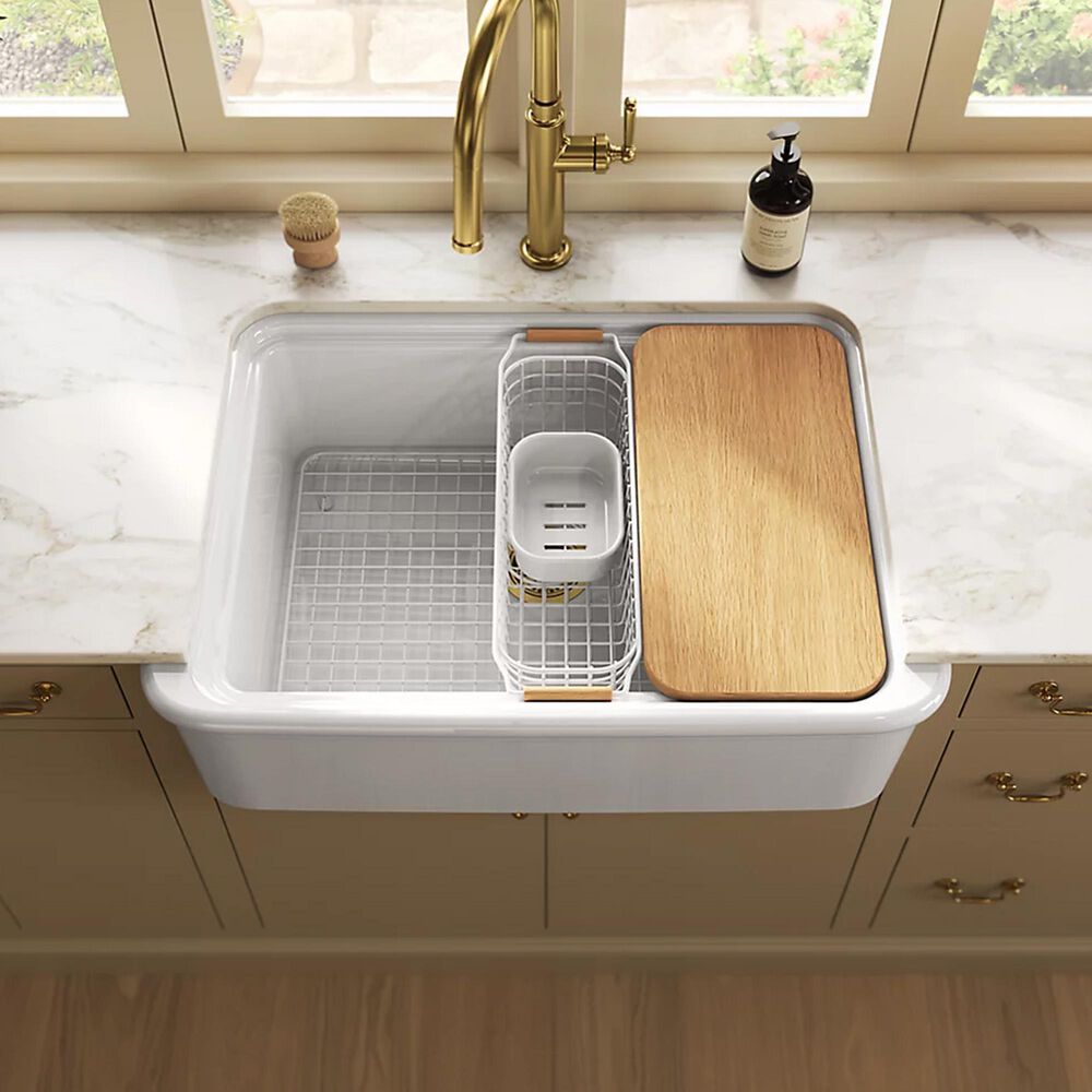 Kohler Audrine by Studio McGee 32.5" Undermount Single-Bowl Workstation Kitchen Sink in White, , large