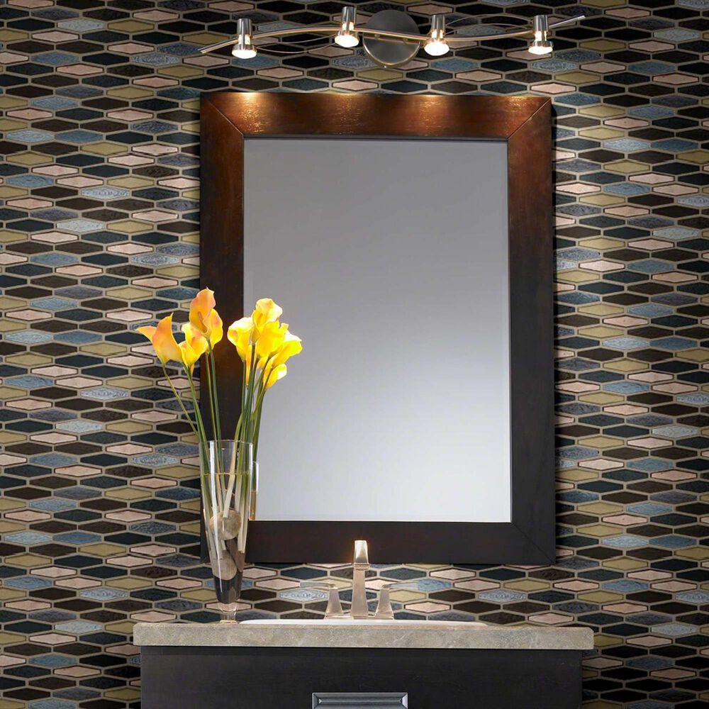 Shaw Molten Stretch Hexagon Bronze 11.77&quot; x 11.81&quot; Glass Mosaic Sheet, , large
