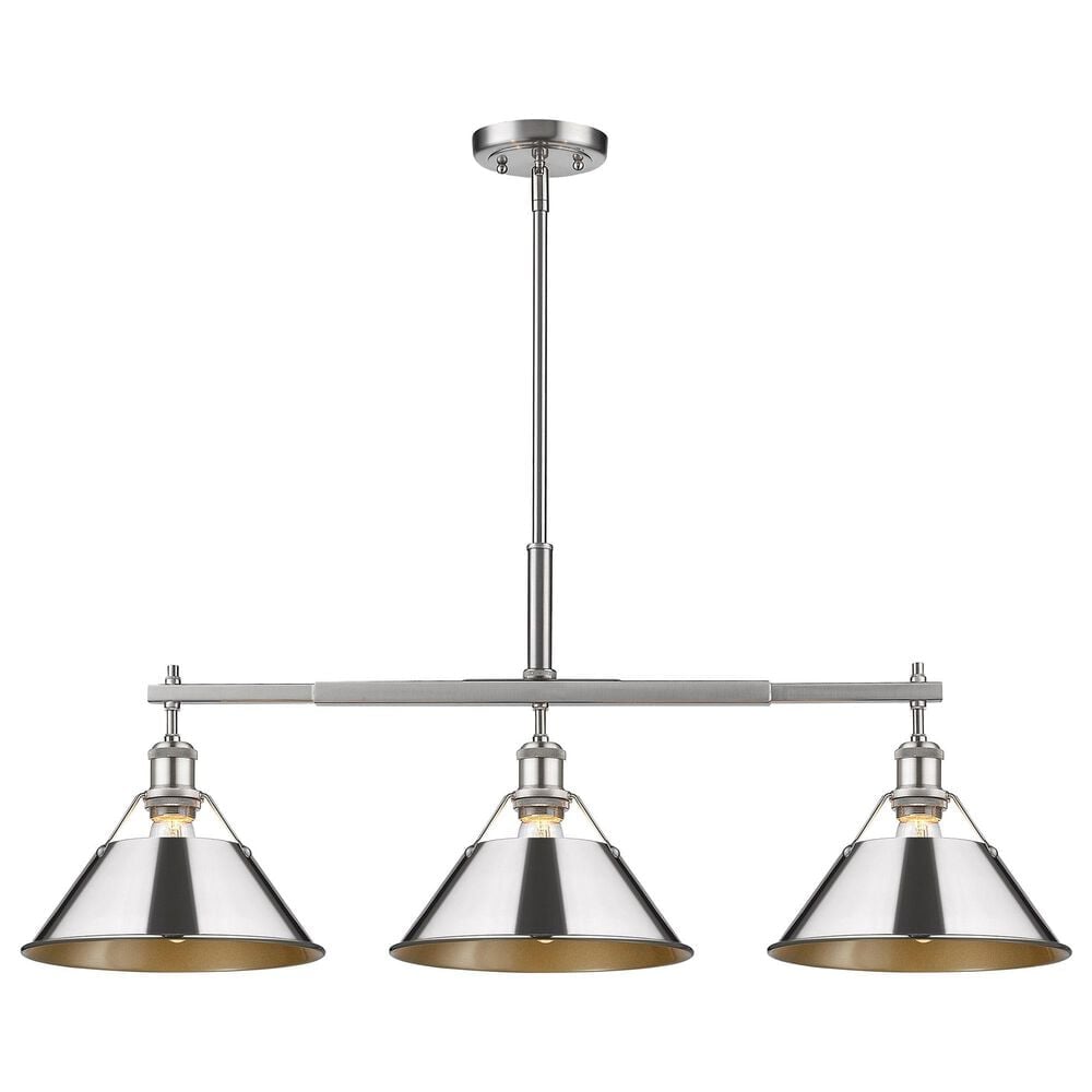 Golden Lighting Orwell 3-Light Linear Pendant with Chrome Shade in Pewter, , large