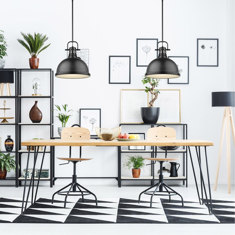Golden Lighting Duncan 1-Light Pendant with Rod in Matte Black, , large