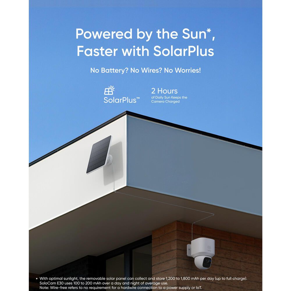 eufy E30 Outdoor SoloCam Security Camera with Solar Panel in White, , large
