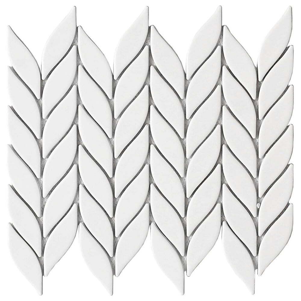 Emser Mythos White 11" x 13" Petal Ceramic Mosaic Sheet in White, , large