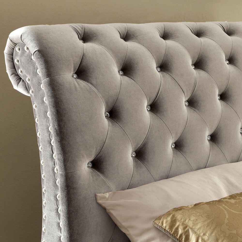 Furniture of America Earnest Queen Upholstered Bed in Gray, , large