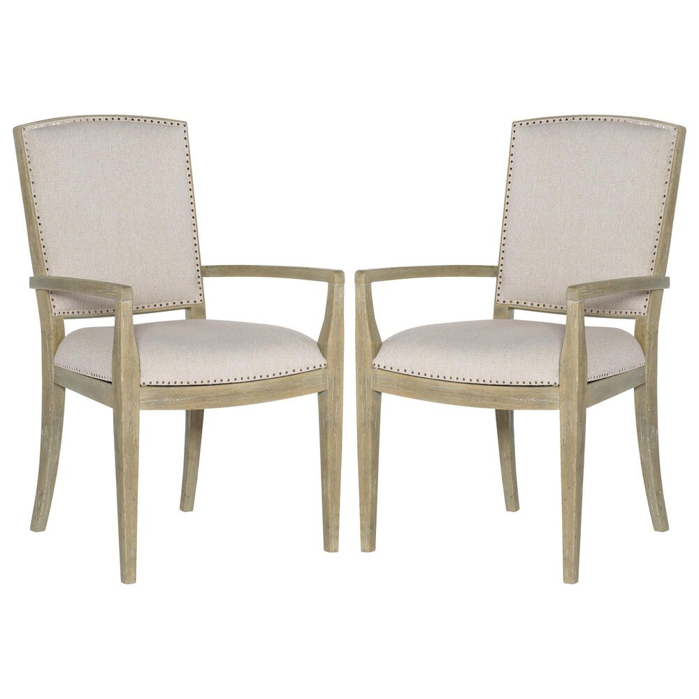Hooker Furniture Surfrider Carved Back Arm Chair with Beige Cushion in Driftwood (Set of 2), , large
