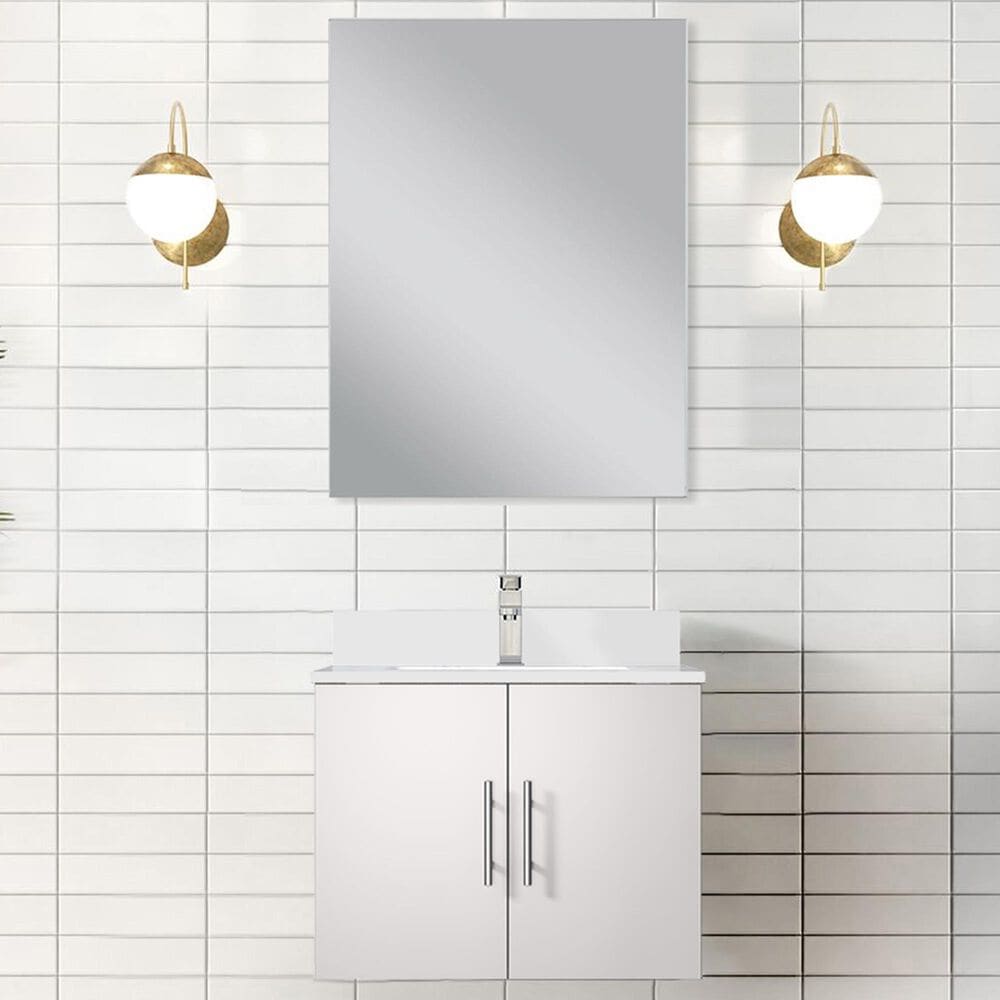 Lexora Home Geneva 24&quot; Single Bathroom Vanity in Navy Blue with 2 cm White Quartz Top, Rectangular Sink and 18&quot; Mirror, , large