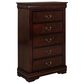Crown Mark Louis Philip 5 Drawer Chest in Cherry, , large