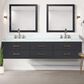Lexora Home Castor 84" Double Bathroom Vanity in Blue with 2 cm White Carrara Marble Top and Rectangular Sinks, , large