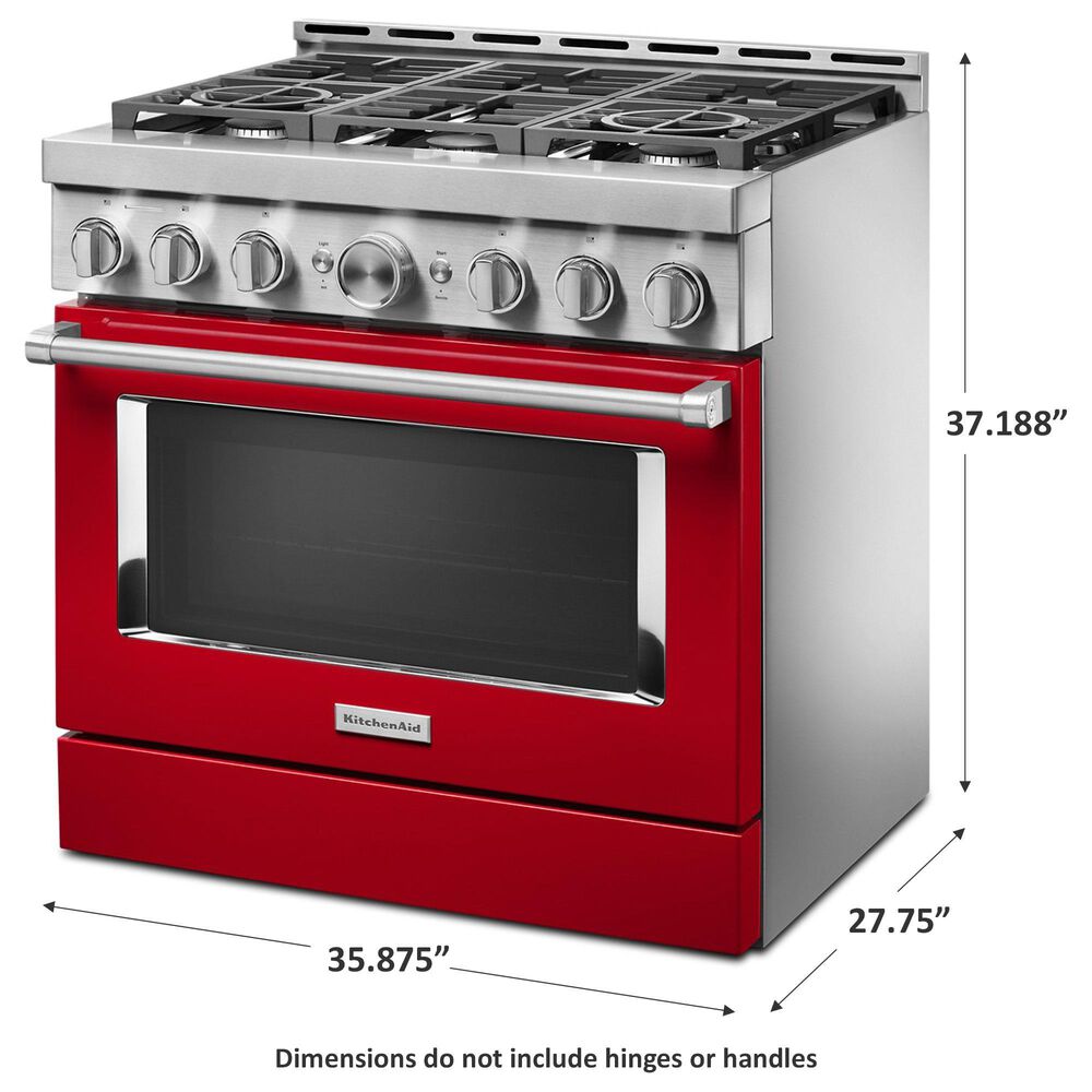 KitchenAid 36&quot; Slide-In Gas True Convection Range with Self-Cleaning in Passion Red, , large