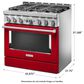 KitchenAid 36" Slide-In Gas True Convection Range with Self-Cleaning in Passion Red, , large