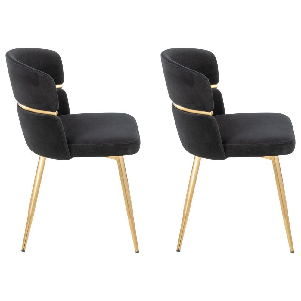 Lumisource Cinch Side Chair with Black Velvet Cushion in Gold &#40;Set of 2&#41;, , large