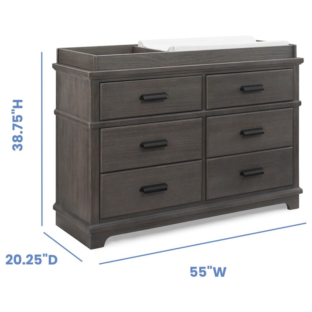 Delta Children Asher 6-Drawer Dresser with Changing Top in Rustic Grey, , large