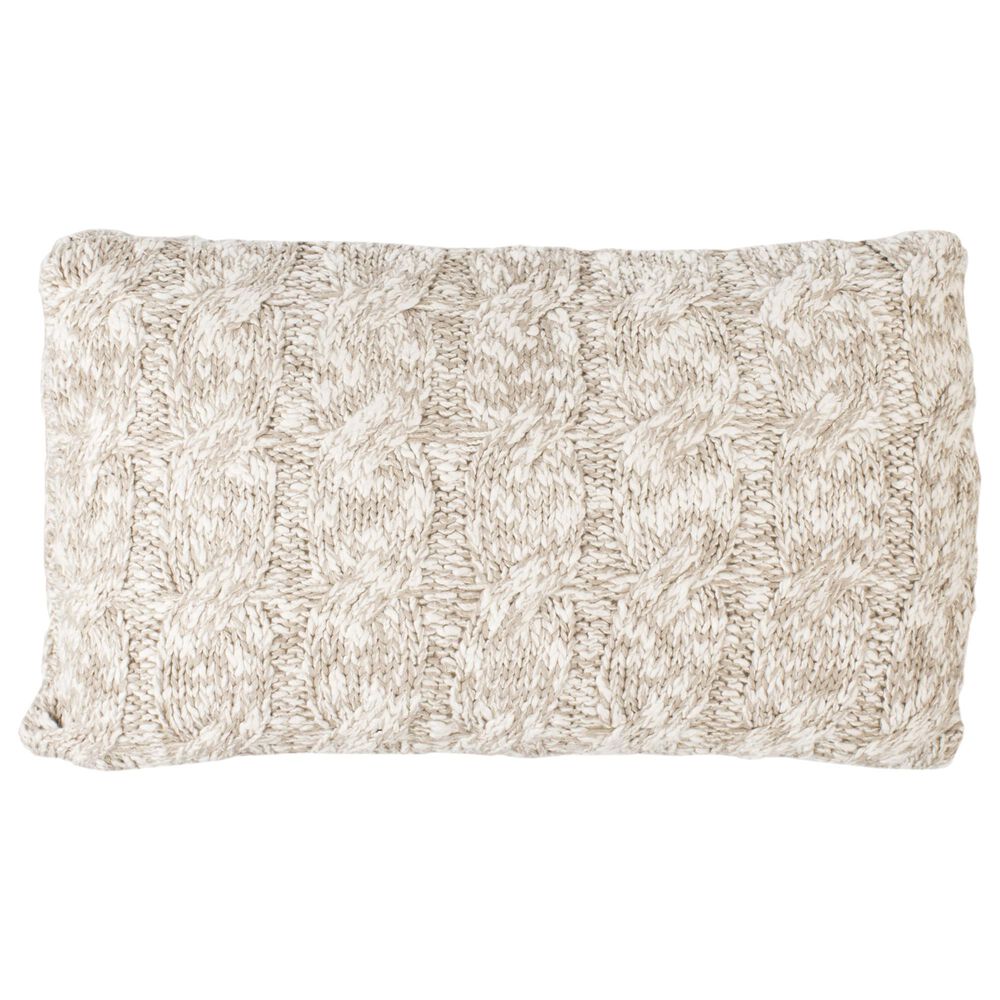 Safavieh Chunky Knit Pillow in Stone and Natural, , large