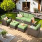 HOMLUX 5-Piece Patio Conversation Set with Brown Wicker in Green, , large