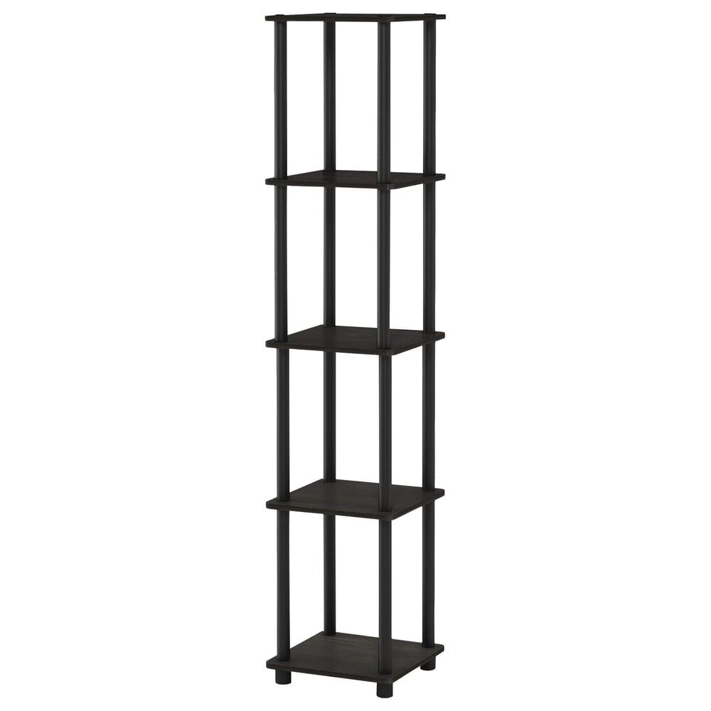 HOMLUX Turn-N-Tube 5-Tier Corner Square Display Bookshelf in Espresso and Black, , large