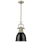 Golden Lighting Duncan 1-Light Small Pendant with Chain and Black Shade in Aged Brass, , large
