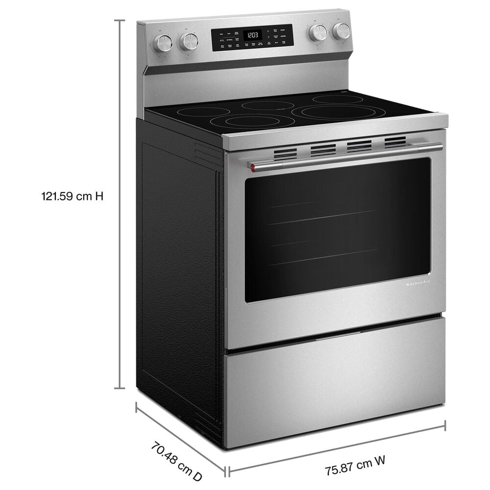 KitchenAid 5.3 Cu. Ft. Smart Freestanding Electric Range in PrintShield Stainless Steel, , large