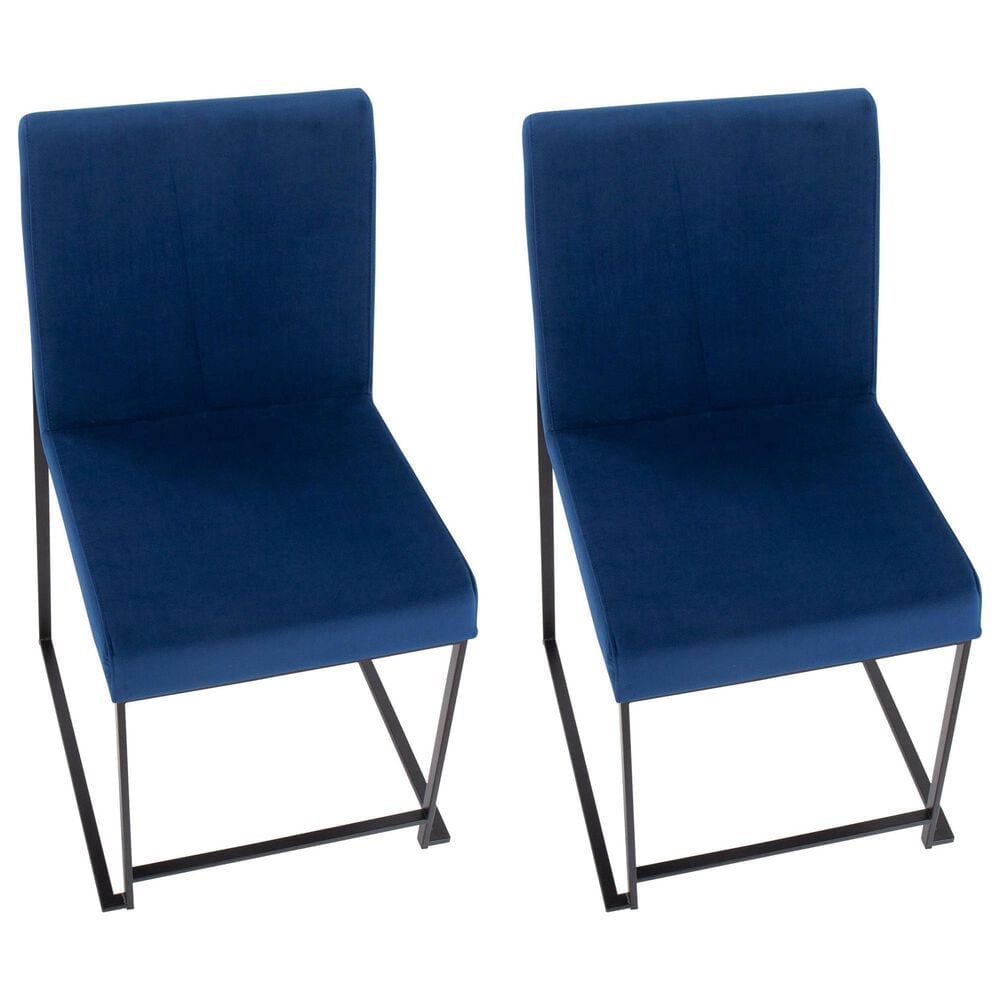 Lumisource Fuji Side Chair with Blue Cushion in Black &#40;Set of 2&#41;, , large