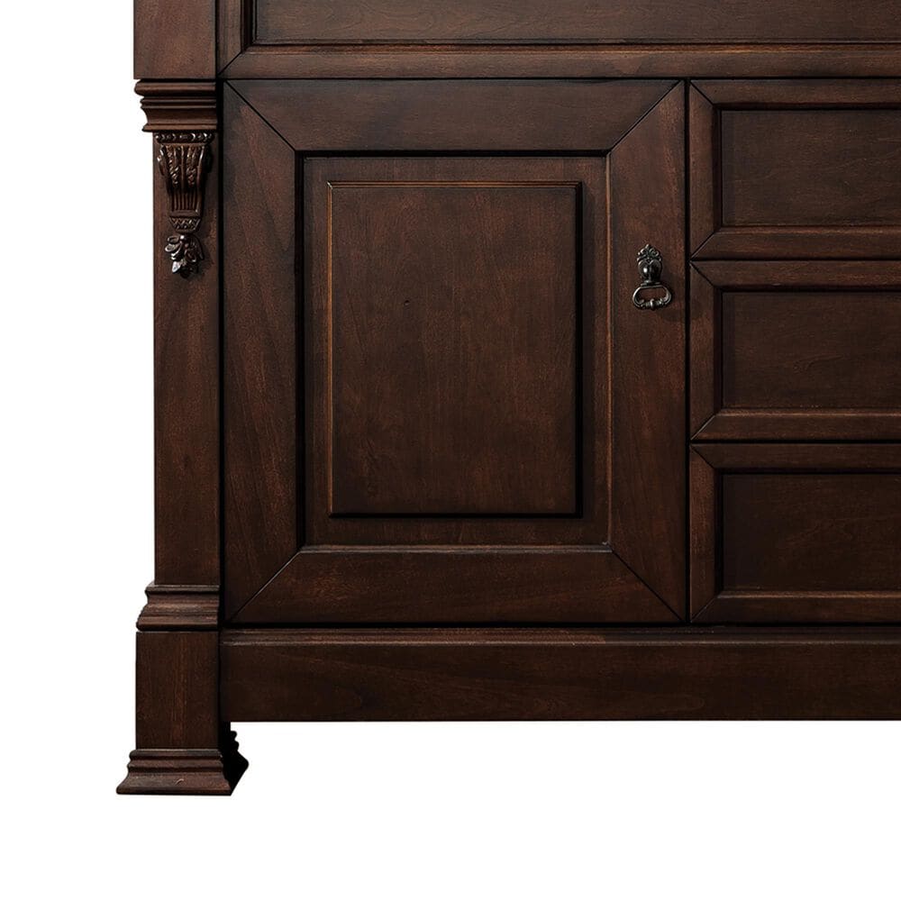 James Martin Vanities Brookfield 60&quot; Double Bathroom Vanity in Burnished Mahogany with 3 cm Lime Delight Quartz Top and Rectangular Sinks, , large