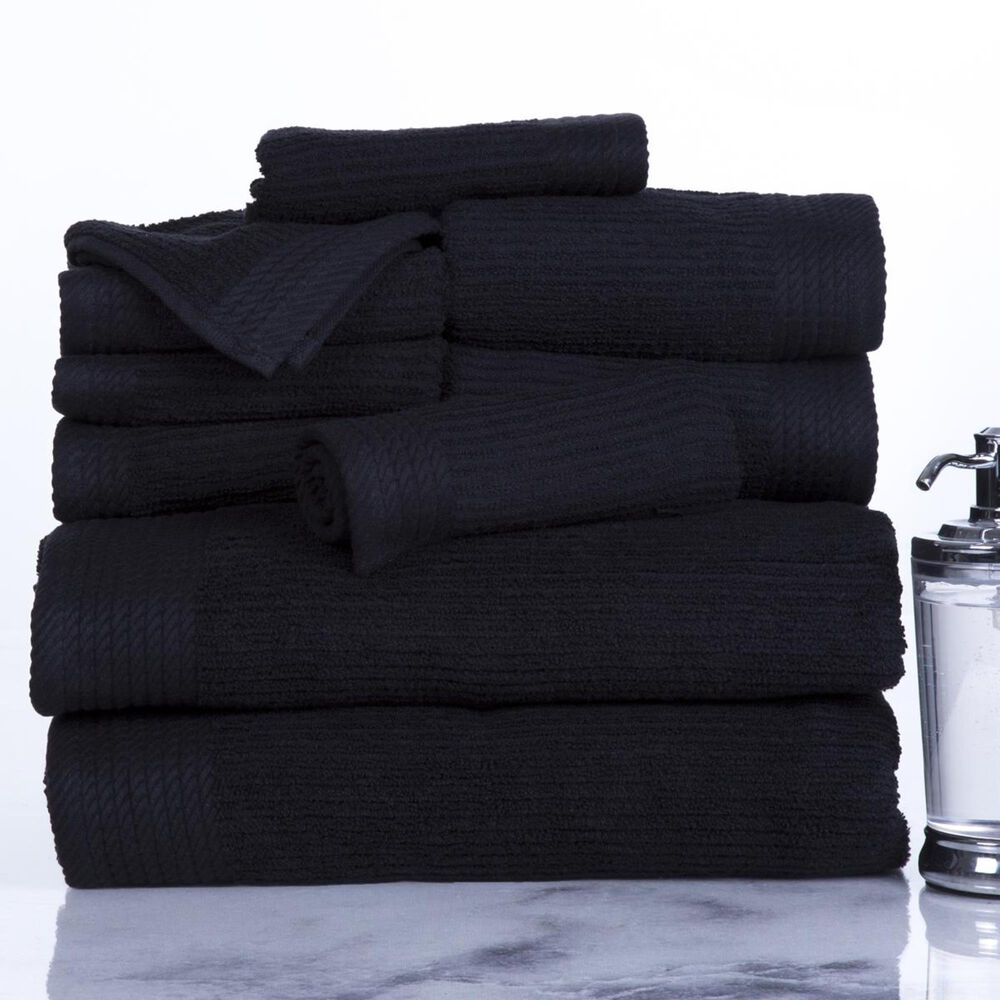 Timberlake Lavish Home Ribbed 100% Cotton 10 Piece Towel Set, , large