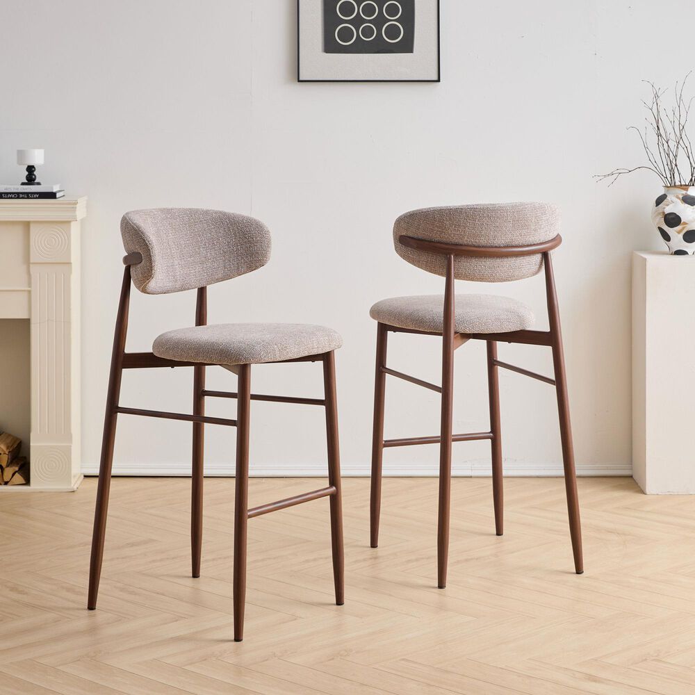 New Heritage Design Royce Bar Stool with Toast Cushion in Walnut, , large