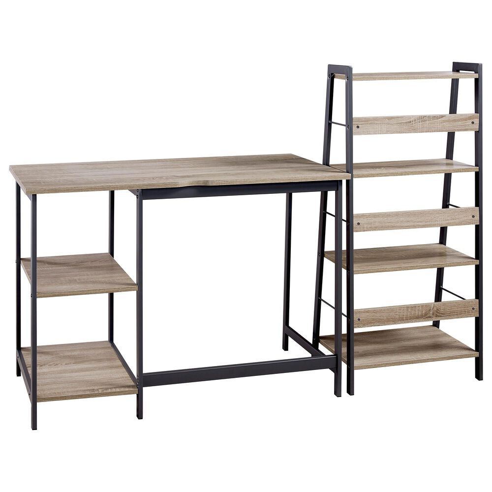 Signature Design by Ashley Soho Home Office Desk and Shelf in Brown and Black, , large