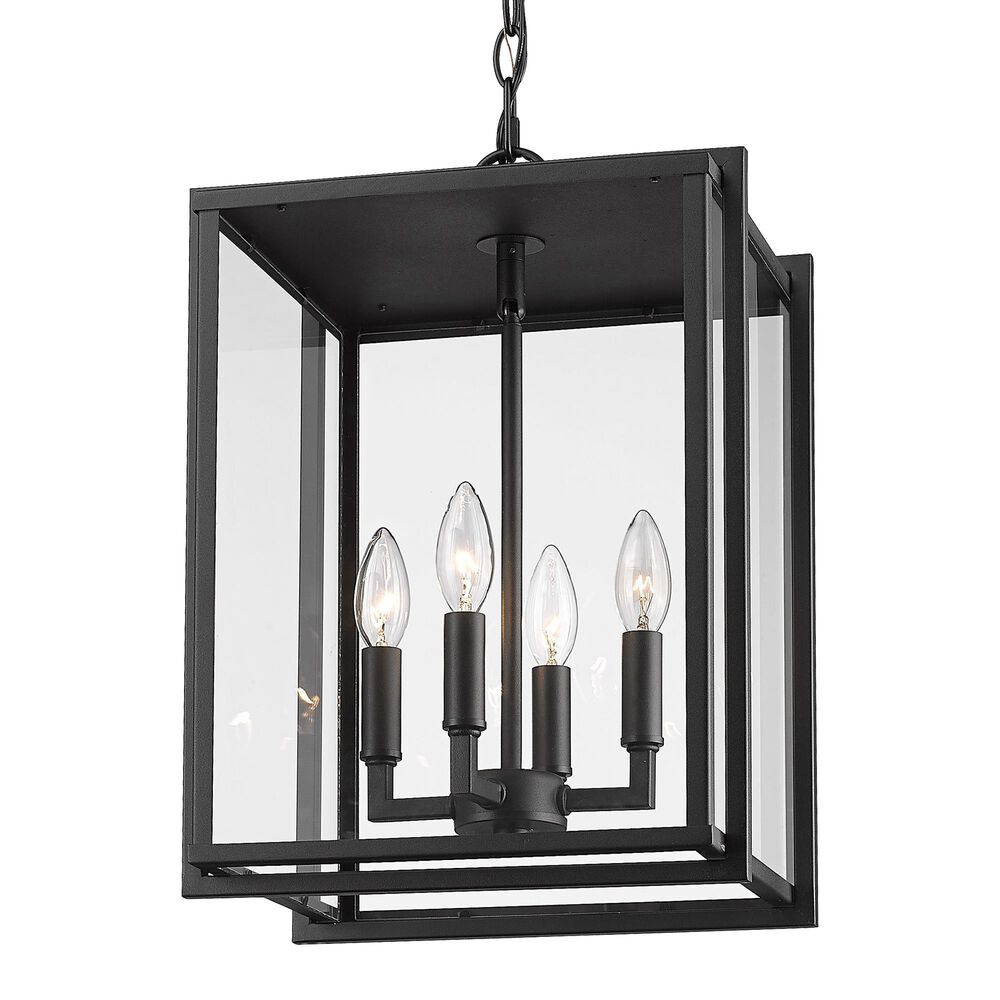 Golden Lighting Tribeca 4-Light Outdoor Pendant in Natural Black with Clear Glass, , large