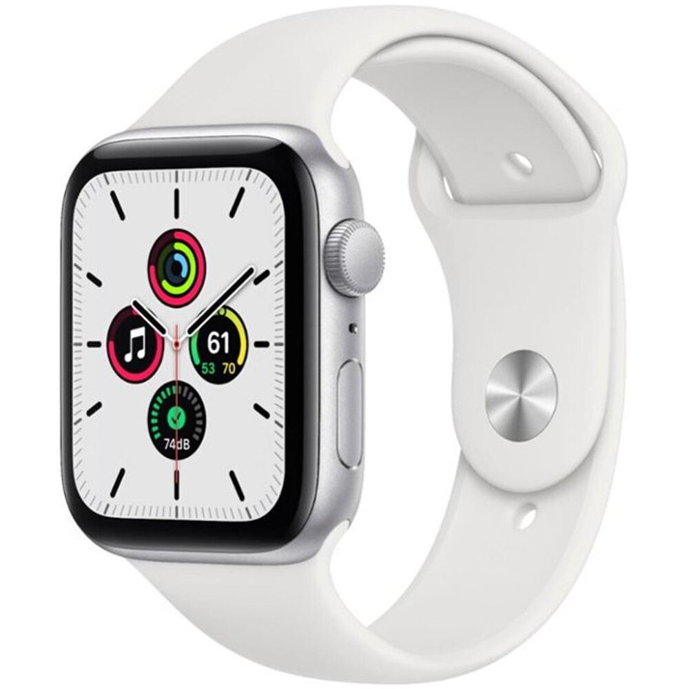 Apple Watch SE GPS, 40mm (Latest Model) Silver Aluminum Case with White Sport Band - Regular, , large