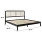 Walker Edison Neru King Platform Bed with Curved Rattan Headboard in Black, , large