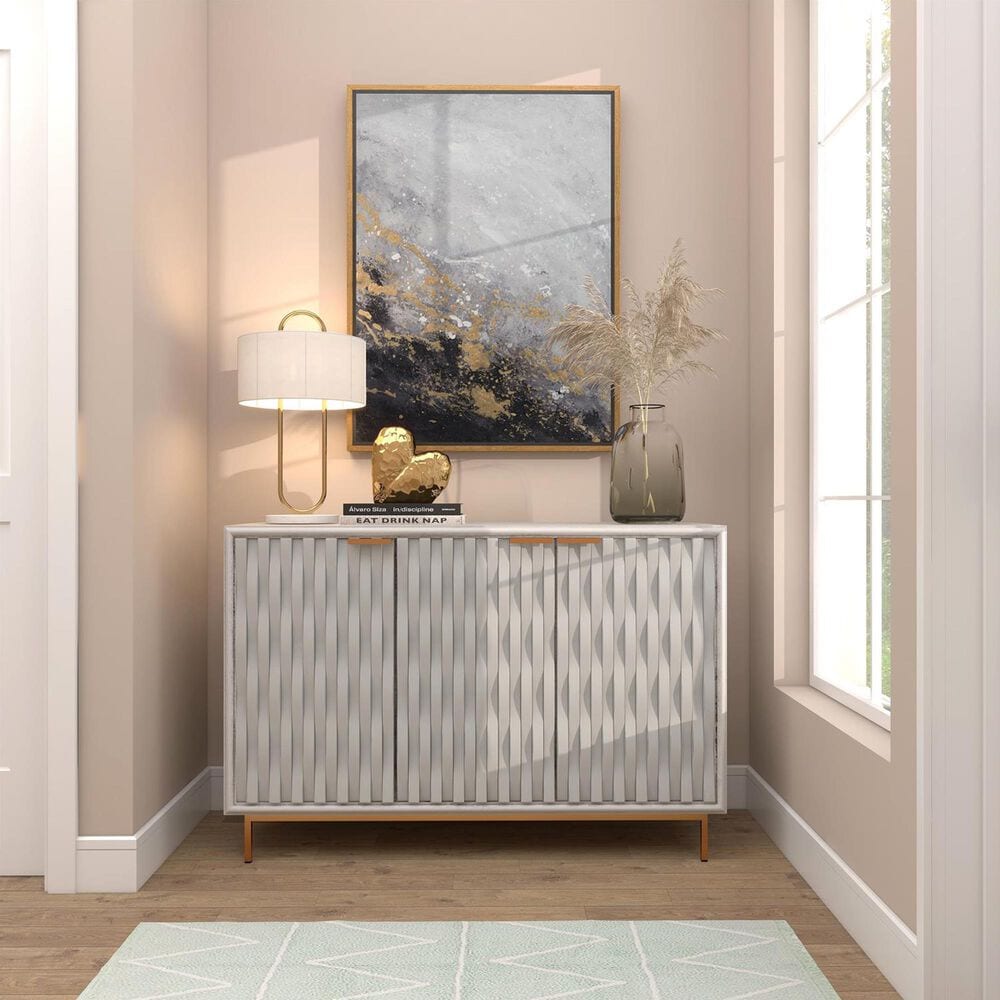 Maple and Jade 40&quot; x 30&quot; Geode Abstract Framed Wall Art in Black, Gold, White and Gray, , large