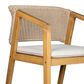 Hearth and Haven Patio Dining Chair with Rope-Design Backrest and Cushions in Light Teak (Set of 2), , large