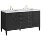 James Martin Vanities Myrrin 60" Double Vanity in Carbon Oak with 3 cm Arctic Fall Solid Surface Top, , large