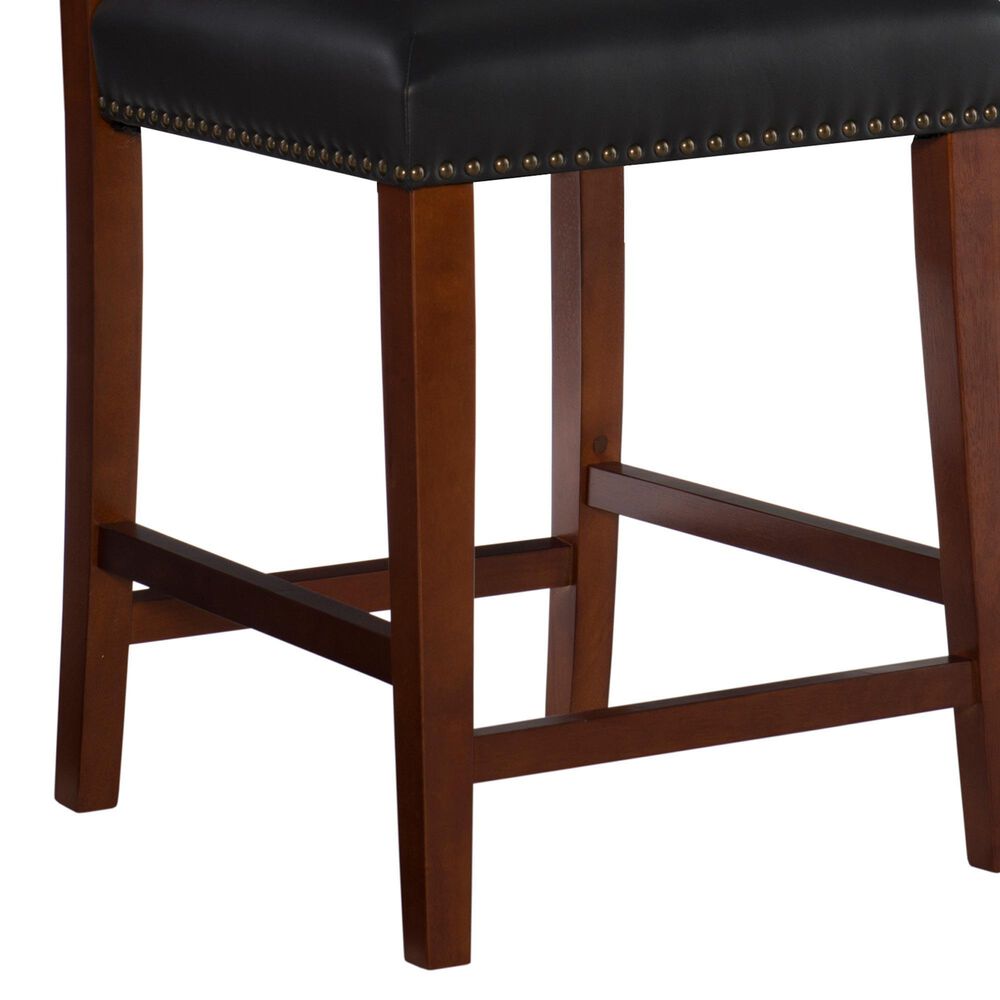 Linden Boulevard Brook Counter Stool with Black Upholstery in Cherry, , large