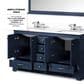 Lexora Home Dukes 60" Double Bathroom Vanity in Navy Blue with 2 cm White Cultured Marble Top and Rectangular Sinks, , large