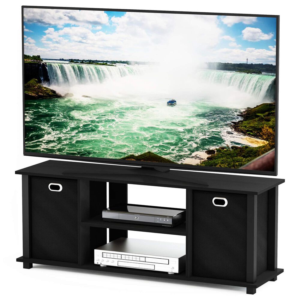 HOMLUX 41.7" Entertainment Center TV Stand with Storage Bins in Black, , large
