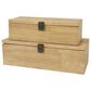 Maple and Jade 2-Piece Carved Linear Decorative Box Set in Light Brown, , large