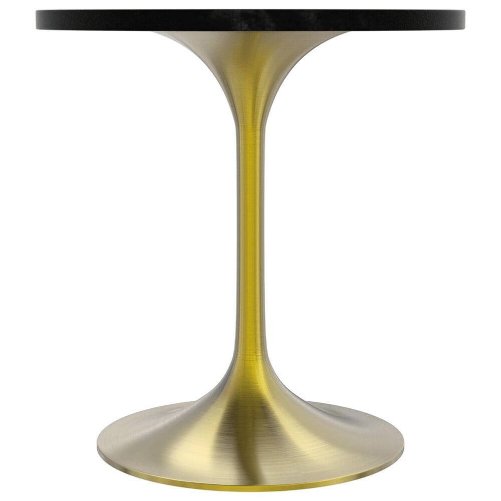 Leisuremod Verve 27&quot; Round Dining Table with MDF Top in Brushed Gold and Black - Table Only, , large