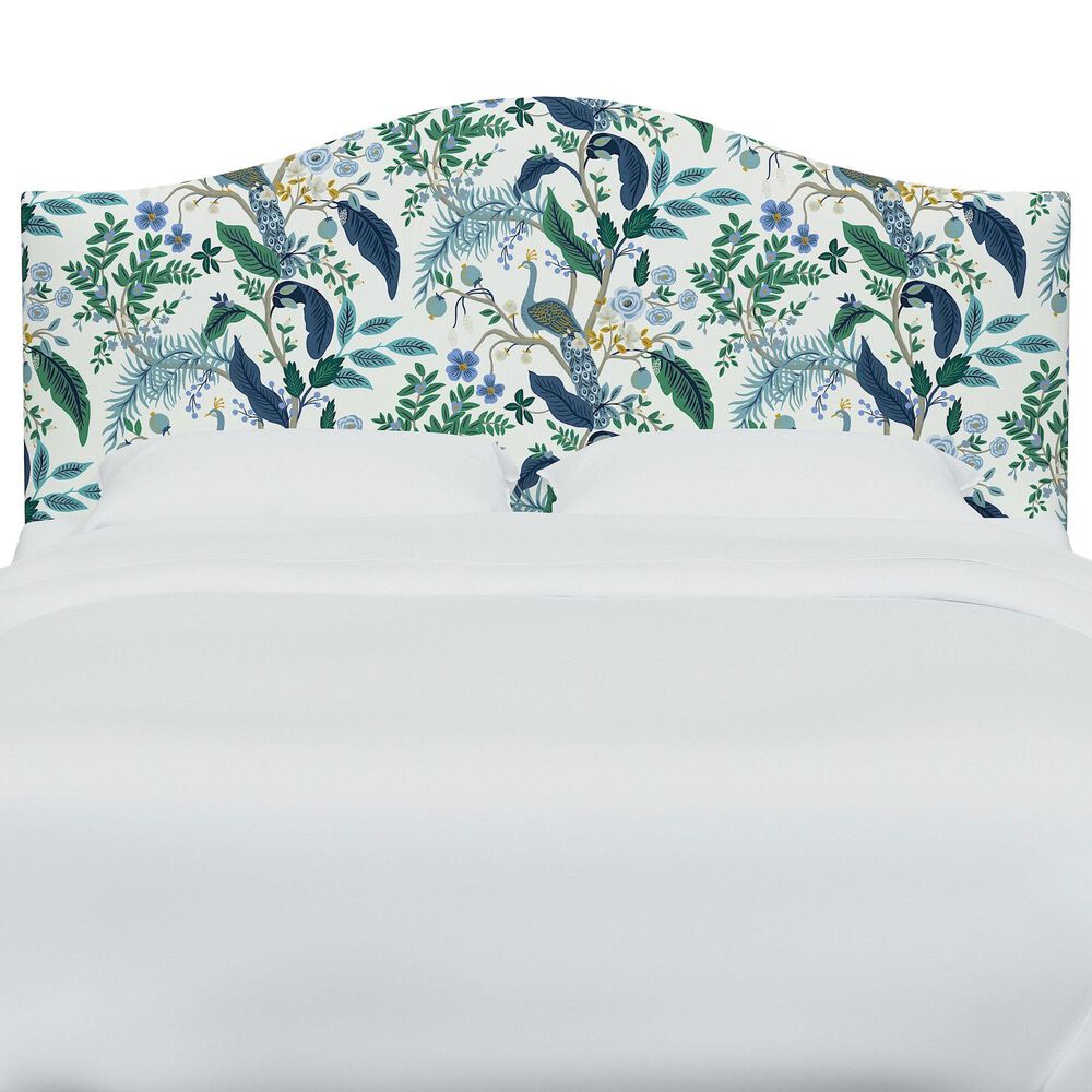 Rifle Paper Co Crafted by Cloth &amp; Company Mayfair Queen Headboard in Peacock Blue/White, , large