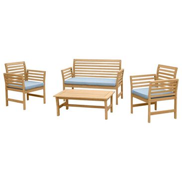 RST Brands Yuri 4-Piece Eucalyptus Patio Seating Set in Blue, , large