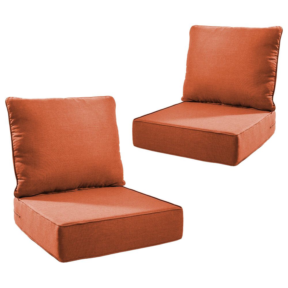 Sunwell Garden 22" Outdoor Seat and Back Cushion Set in Orange (Set of 2), , large