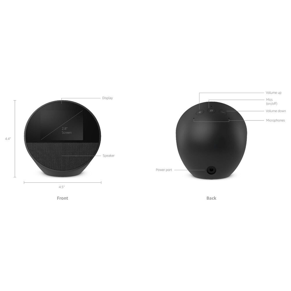 Amazon Echo Spot &#40;2024 release&#41;, Smart alarm clock with vibrant sound + Alexa - Black, , large