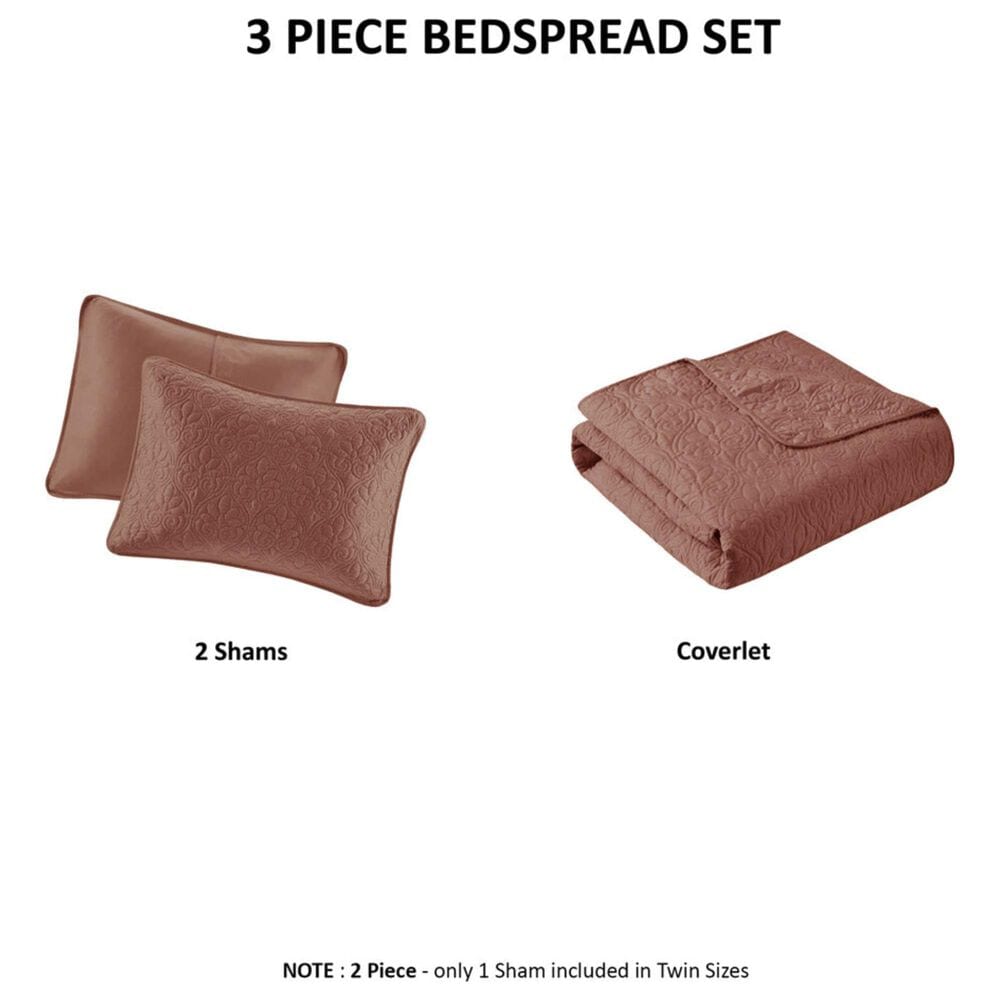 Hampton Park Quebec 3-Piece Full/Queen Quilt Set in Clay Red, , large