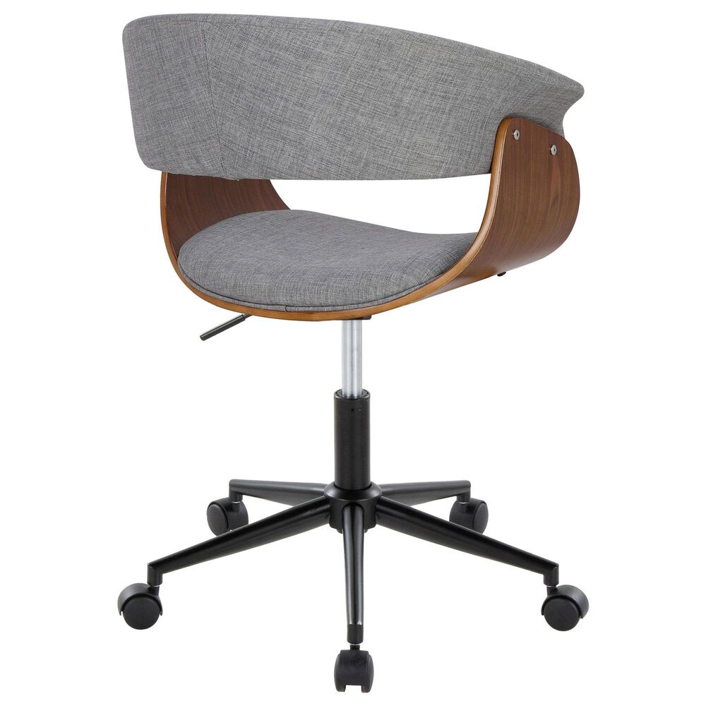 Lumisource Vintage Mod Office Chair with Light Grey Cushion in Walnut and Black, , large