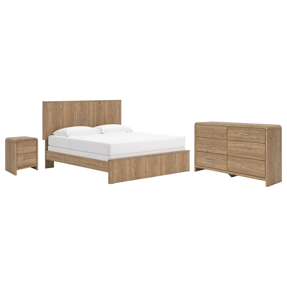 Ashley Gramburg 3 Piece King Panel Bedroom Set in Warm Brown, , large