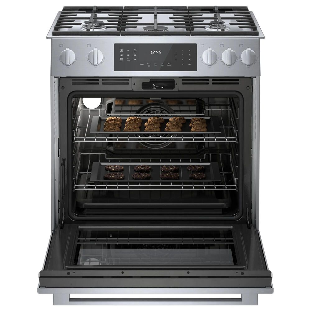 Bosch Benchmark 2-Piece Kitchen Package with 4.6 Cu. Ft. Gas Slide-in Range and 1.9 Cu. Ft. Over-The-Range Microwave in Stainless Steel, , large