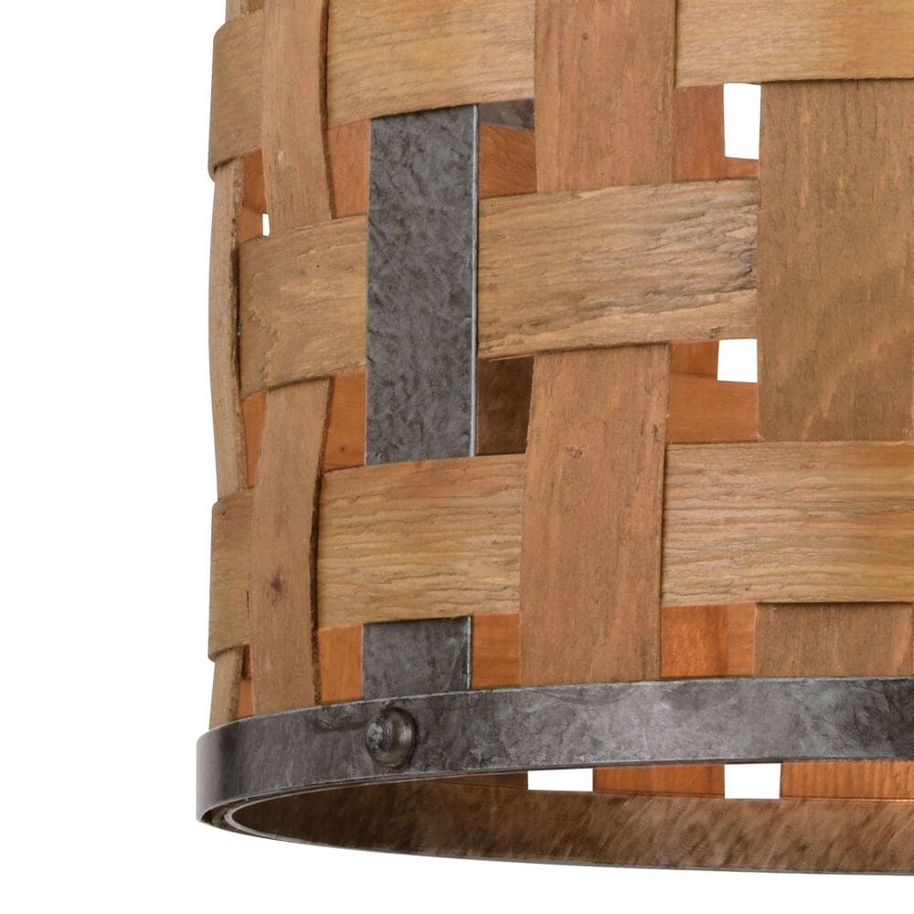 Vaxcel Norwood 1-Light Pendant in Vintage Steel and Distressed Wood, , large