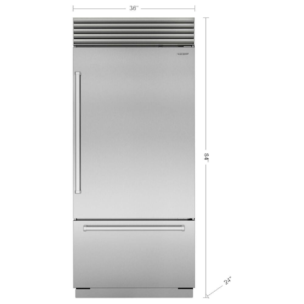 Sub Zero 20.7 Cu. Ft. Classic Right Hinge Bottom-Freezer Refrigerator with Internal Water Dispenser and Tubular Handle in Stainless Steel, , large