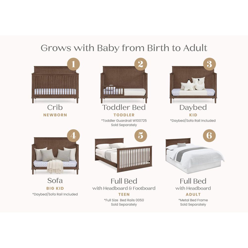 Delta Children Penelope 6-In-1 Convertible Crib in Teak Brown, , large