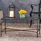 Hearth and Haven Luna Outdoor Metal Coffee Table with Lattice Top in Black, , large
