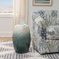 Linon Home Decor Prianna Drum End Table with Ombre Capiz in Blue and White, , large