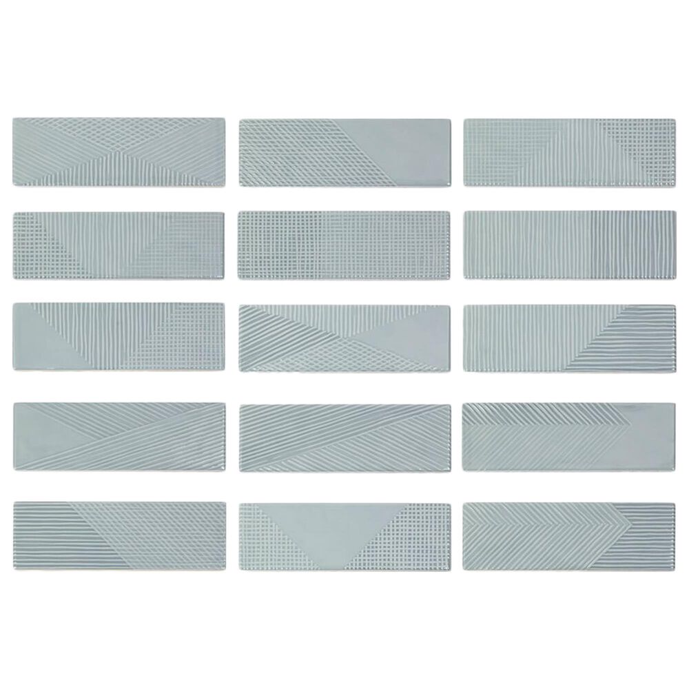Soho Studio Fragments Ash Blue 2&quot; x 8&quot; Ceramic Tile, , large